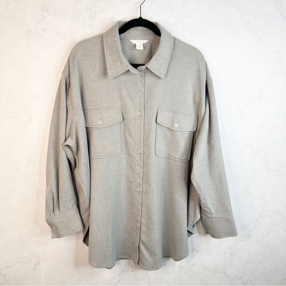 [H&M] Light Grey Button Down Shacket